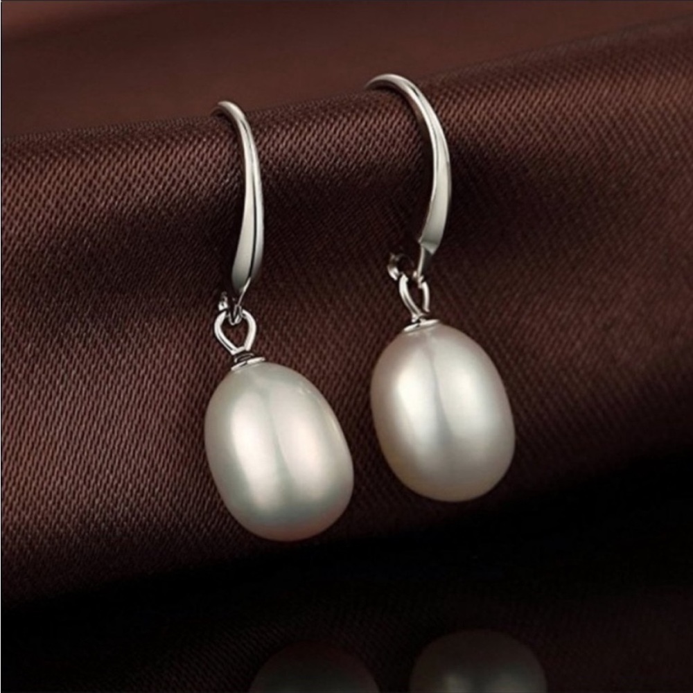 Sterling Silver Pearl Drop Pierced Earrings